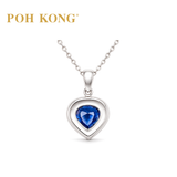 POH KONG 750/18K White Gold Blue Sapphire Azure Heart Diamond Pendant