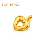 POH KONG 916/22K Yellow Gold Hollow Beaded Side Heart Pendant
