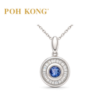 POH KONG 750/18K White Gold Blue Sapphire Brilliance Diamond Pendant