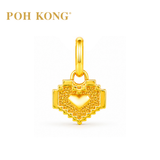 POH KONG 916/22K Gold Pixel Heart Pendant