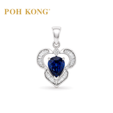 POH KONG 750/18K White Gold Imperial Blue Sapphire Diamond Pendant