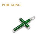 POH KONG 750/18K White Gold Cross Jade Pendant with Diamond