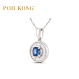 POH KONG 750/18K White Gold Blue Sapphire Brilliance Diamond Pendant