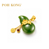 POH KONG 999/24K Yellow Gold Hulu Jade Pendant