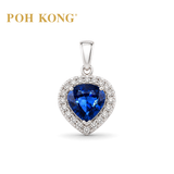 POH KONG 750/18K White Gold Blue Sapphire Azure Heart Diamond Pendant