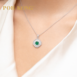 POH KONG 750/18K White Gold Emerald Royale Diamond Pendant