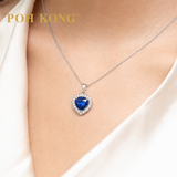 POH KONG 750/18K White Gold Blue Sapphire Azure Heart Diamond Pendant