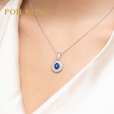 POH KONG 750/18K White Gold Blue Sapphire Brilliance Diamond Pendant