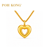 POH KONG 916/22K Yellow Gold Hollow Beaded Side Heart Pendant