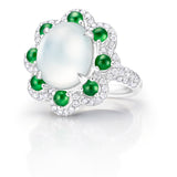 White Gold With Jade & Diamond Ring