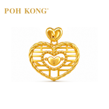POH KONG 916/22K Yellow Gold Happy Love Heart Shape Gold Pendant