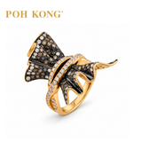 POH KONG 750/18K Rose Gold Diamond Ruffle Ring with Marquise Diamond