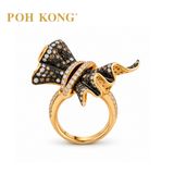 POH KONG 750/18K Rose Gold Diamond Ruffle Ring with Marquise Diamond