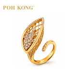 POH KONG 750/18K Yellow Gold Lattice Leaf Wrap Ring with Diamond