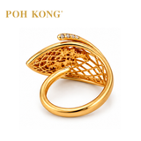 POH KONG 750/18K Yellow Gold Lattice Leaf Wrap Ring with Diamond
