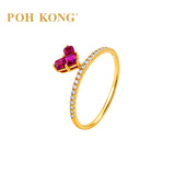 750/18k Yellow Gold Mystic Ruby Heart with Diamond Ring