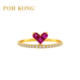 750/18k Yellow Gold Mystic Ruby Heart with Diamond Ring