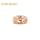 POH KONG 750/18K Mother of Pearl Flower Mosaic with Diamond Ring