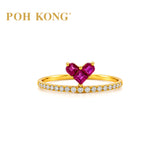 POH KONG 750/18k Yellow Gold Ruby Heart shape with Diamond Ring