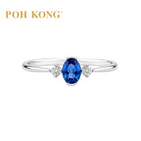 750/18k White Gold Azure Blue Sapphire with Diamond Ring
