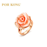 POH KONG 750/18K Rose Gold Coral Rose Ring
