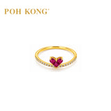 POH KONG 750/18k Yellow Gold Ruby Heart shape with Diamond Ring
