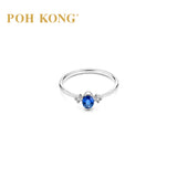 POH KONG 750/18k White Gold Azure Blue Sapphire with Diamond Ring