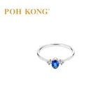 750/18k White Gold Azure Blue Sapphire with Diamond Ring