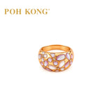 POH KONG 750/18K Mother of Pearl Flower Mosaic with Diamond Ring