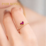 750/18k Yellow Gold Mystic Ruby Heart with Diamond Ring