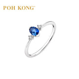 750/18k White Gold Azure Blue Sapphire with Diamond Ring