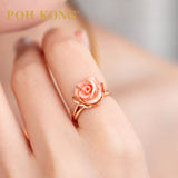 POH KONG 750/18K Rose Gold Coral Rose Ring