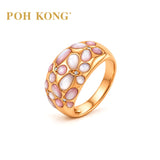 POH KONG 750/18K Mother of Pearl Flower Mosaic with Diamond Ring