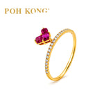 POH KONG 750/18k Yellow Gold Ruby Heart shape with Diamond Ring
