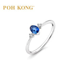 POH KONG 750/18k White Gold Azure Blue Sapphire with Diamond Ring