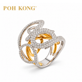 POH KONG 750/18K Rose Gold and White Gold Swirl Ring with Diamond