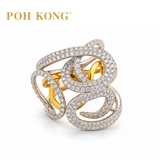 POH KONG 750/18K Rose Gold and White Gold Swirl Ring with Diamond