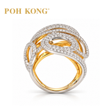 POH KONG 750/18K Rose Gold and White Gold Swirl Ring with Diamond