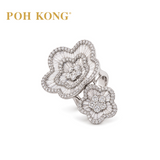 POH KONG 750/18K White Gold Baguette Flower with Diamond Ring