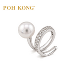 POH KONG 750/18K White Gold Schoeffel Moon Loop South With Sea Pearl & Diamond Ring