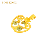 POH KONG Yellow Gold 916/22K Auspicious Prosperous Serenity Jade Pendant