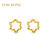POH KONG 916/22K Yellow Gold Antique Blossom Gold Earrings