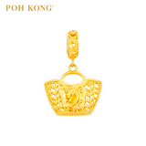 POH KONG 916/22K Yellow Gold Shopper Bag With Flower Pendant