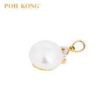 POH KONG 585/14K Yellow Gold Round Pearl With Diamond Pendant