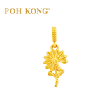 POH KONG 916/22K Yellow Gold Daisy Flower With Leaf Pendant