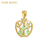 POH KONG Yellow Gold 916/22K Auspicious Prosperous Serenity Jade Pendant