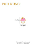 POH KONG 916/22K Yellow Gold Pink Enamel Cupcake Stud Earrings