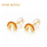 POH KONG 916/22K Yellow Gold Enamel Rainbow Stud Earrings