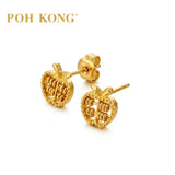 POH KONG 916/22K Yellow Gold Apple Abacus Stud Earrings