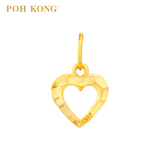 POH KONG 916/22K Yellow Gold Carved Heart Pendant
